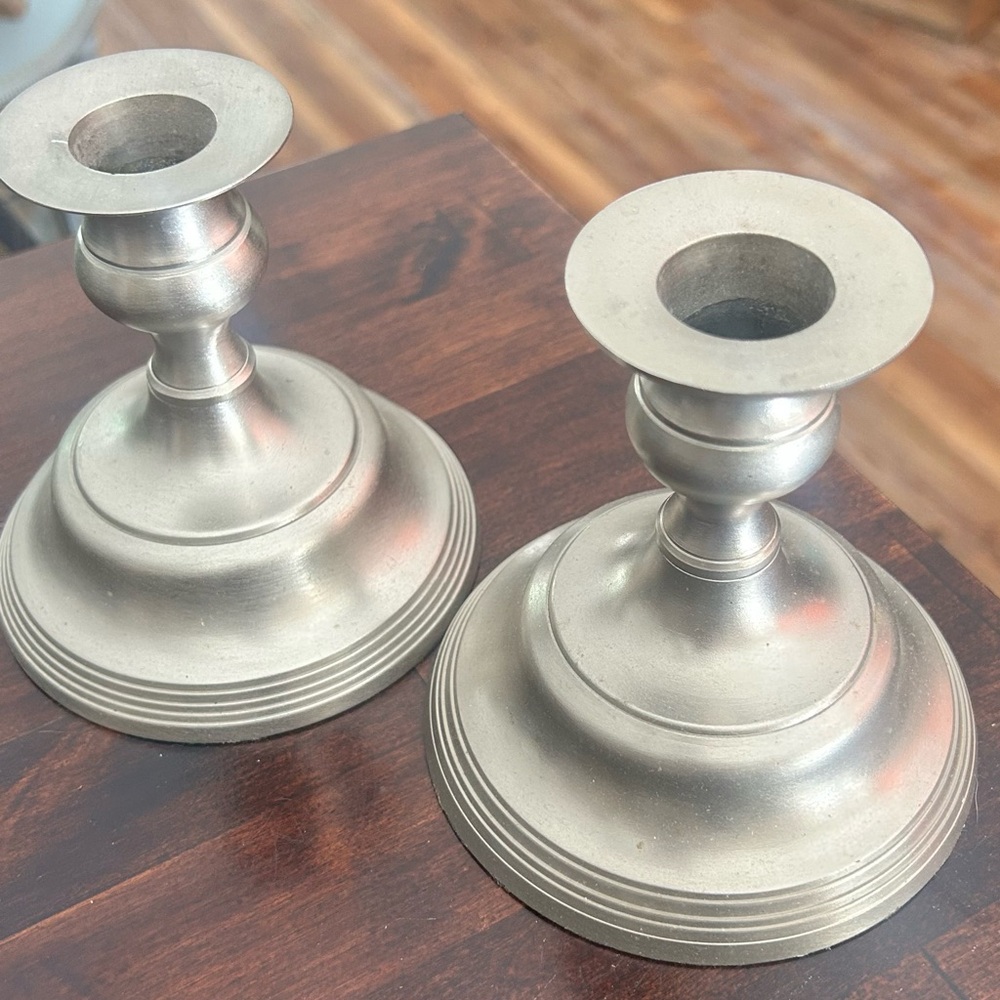 Classic Metallic Candle Holders - Pair